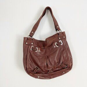 Makowsky Large Maroon Brown Handbag Pebbled Leather, EUC